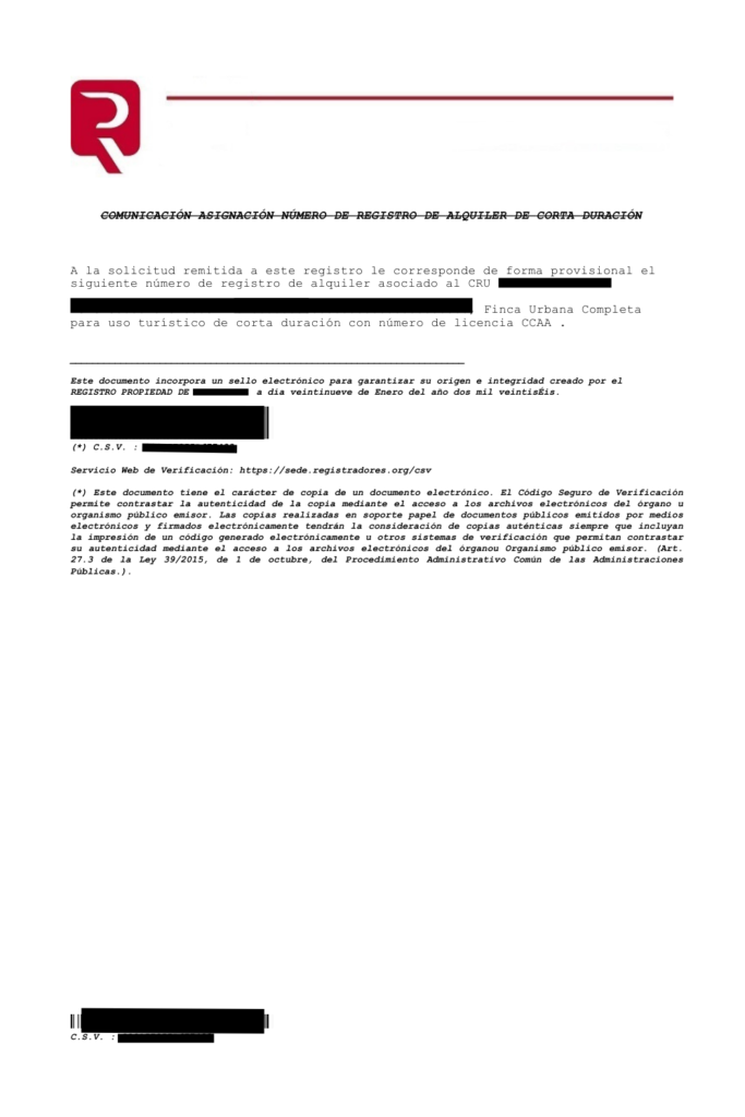 modelo Ejemplo de NRUA provisional