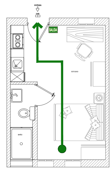 Plano de evacuación de vivienda turística